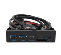 ASHATA 3.5 Inch Front Panel USB C Hub, SD/TF Card Reader, 5Gbps USB3.2 GEN1 19PIN Hub, Type C, USB3.0 X2 & HD Audio Connector Required