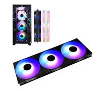 ASHATA 3 in 1 ARGB PC Case Fans, 360mm Computer Case Fan with 4 Pin PWM MFDB Dynamic Pressure Bearing 7 Blades 5V ARGB 2200RPM, Quiet Case Cooler Fan for PC (Black)
