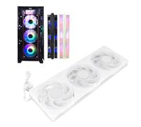ASHATA 3 in 1 ARGB PC Case Fans, 360mm Computer Case Fan with 4 Pin PWM MFDB Dynamic Pressure Bearing 7 Blades 5V ARGB 2200RPM, Quiet Case Cooler Fan for PC (White)