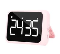 ASHATA 4 Inch LED Digital Large Display Visual Timer, 99 Minutes Countdown Count Up, Adjustable Brightness,Magnetic, Makeup Mirror LED, Easy for Kids, Loud or Mute Volume (pink)
