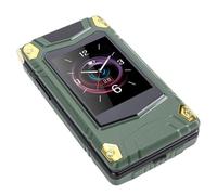 ASHATA 4G LTE Unlocked Dual Screen Flip Phone with Powerful Speakers for Seniors Calls Text Messages Internet Multifunctional ABS 2.8 2.4 Inch 1GB RAM 6800mAh Battery (Green)
