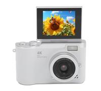 ASHATA 4K Digital Camera for Photography, 48MP Vlogging Camera for YouTube with 2.4in Flip Screen, 18X Digital Zoom, Support Auto Focus Fill Light, Compact for Travel (White)