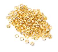ASHATA 4mm Brass Eyelet Grommet Kit 100 Sets - Double Side Metal Eyelets for Leather Craft, Shoes, Belts, Bags & Backpack Accessories (Gold)