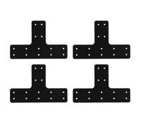 ASHATA 4Pcs T Shaped Post Brackets for 4x4 6x6 Lumber | Carbon Steel Build, Black Powder Coated, Flat Mending Plate, Truss Beam Connector, Outdoor Structure Joints
