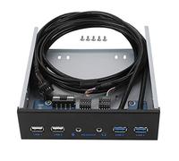 ASHATA 5.25 Inch Front Panel USB Hub with 2 x USB 3.0 Ports & 2 x USB 2.0 Ports & 1 x HD Audio Port 19 Pin Extension Front Panel Card Reader Support WinXP/2003/VISTA/2008/ 32/64BIT/MAC