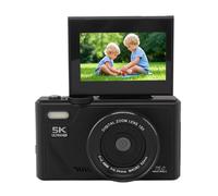 ASHATA 5K Digital Camera, 3 Inch 75 MP Retro Camera with 18x Optical Zoom, Autofocus, Advanced Stabilization, Smile Recognition Function, for Content Manufacturers Children (BLACK)