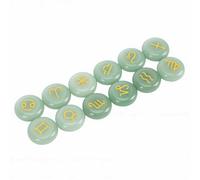 ASHATA Aventurine 12pcs Engraved Crystal Rune Stones Set for Spiritual Seekers, Perfect for Meditation Yoga and Creative Projects
