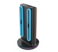 ASHATA Charging Dock Fit for 2 Fast Charging Magnetic Controller Charge Station with LED Indicator 9 Lighting Modes Black Magnetic Reversible Connection Overcharge Protect