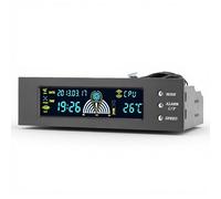 ASHATA Computer 3Fan Speed Controller CPU/HDD/SYS Temperature Control LCD Front Panel 5.25in STW5023,Support Perpetual Calendar Time Display