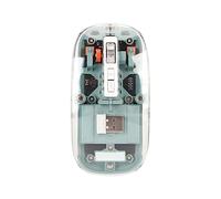 ASHATA Cool Transparent WirelessMouse - Mute Click, Colorful Breathing Lights, 4 DPI Adjustable - BT5.1 2.4G Dual Mode, Compact Size (Bean Paste Green)