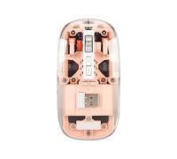 ASHATA Cool Transparent WirelessMouse - Mute Click, Colorful Breathing Lights, 4 DPI Adjustable - BT5.1 2.4G Dual Mode, Compact Size (Pink)