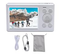 ASHATA Digital Camera, 1080P Camera, 16x Digital Zoom Portable Small Camera, 2.8 Inch + 1.4 Inch Dual Screen Camera Retro Compact Camera for Teens Boys Girls Students (Silver)