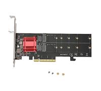 ASHATA Dual M.2 PCIe SSD Adapter Card, Dual NVMe PCIe Adapter, M.2 NVMe SSD to PCI e 3.1 X8 X16 Card Support NVMe SSD 2230 2242 2260 2280 22110 with PCIe Bifurcation Function