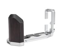 ASHATA Hand Grip L Plate Bracket for Fuji XT5 SLR Camera, Arca Quick Release Plate with Wooden Handgrip L Shape Grip, 1/4 Inch Threaded Holes on The Bottom and Side (Silver)