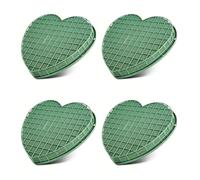 ASHATA Heart Shape Floral Foam Cage 20x20cm for Wedding Car (Green) | 4 Pack Floral Trays, Frame with 6 Suction Cups, Outdoor Bouquet Holder, DIY Flower Arrangement Base