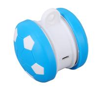 ASHATA Interactive Moving Dog Toy with Rope, Automatic Rolling Soccer Ball Pattern for Small Large Dogs, Electric Smart Dog Ball Blue