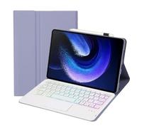 ASHATA Keyboard Case for Mi Pad 6 6 Pro 11 Inch 2023 Tablet, PU Stand Cover with Magnetic Removable Wireless BT Keyboard 7 Color Backlight Support for Android, for IOS (Purple)