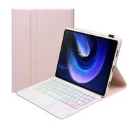 ASHATA Keyboard Case for Mi Pad 6 6 Pro 11 Inch 2023 Tablet, PU Stand Cover with Magnetic Removable Wireless BT Keyboard 7 Color Backlight Support for Android, for IOS (Roseate)