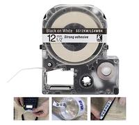 ASHATA Labeling Tape, 12mm Label Machine Ribbon Label Ribbon for King Jim for Epson SR230CH 8 Meters Length (Black On White Background)