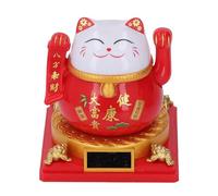 ASHATA Lucky Cat Waving Arm, Solar Powered Waving Lucky Fortune Cat Decoration, for Feng Shui, for Welcoming Fortune Luck Wealth Prosperity (Small)