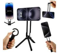 ASHATA Magnetic Selfie Stick Tripod, Rotatable Travel Phone Tripod Stand, Metal Cell Phone Stand for IOS 17 16 15 14 13 12 Plus Pro Maximum, Fits Vlog, Gym, Travel Accessories (Black)