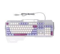 ASHATA Mechanical Feeling Keyboard, 104 Keys Rainbow LED Backlit USB Wired Computer Keyboard with Wrist Rest Spill Resist Triple Color for PC Gaming Working (Purple)