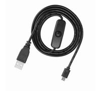 ASHATA Micro USB Power Cable with On Off Switch for RaPi 3 2 B B+ A, 1M Charging Only Cord with Key for Restart Reboot No Pull Needed, Black