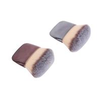 ASHATA Mini Compact Powder Blush Brush Soft Facial Makeup Brush for Contouring Highlighting Setting Powder Silver Glossy Brown for On The Go Travelers (2Pcs)