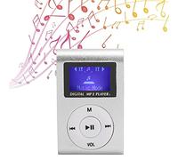 ASHATA Mini MP3 Player with LCD Screen, Portable Music Player with BackClip, Digital Music Media Player Mini MP3 BackClip Player with Earphone and USB Cable for Running (Silver)