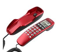 ASHATA Mini Wall phone,DTMF/FSK Wall Corded Telephone with Incoming Caller ID LCD Display,Home Office Hotel Landline Phone with 38 Incoming Memories/Call back function(Red)