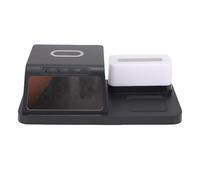 ASHATA Multi Function Wireless Charging Station, Alarm Clock Charging Station 7 Color Ambient Light with 15W Fast Charging for Multiple Devices Best Gift for Your Loved Ones Black