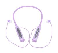 ASHATA Neckband Bluetooth Headphones, Wireless Stereo Earbuds, Long Playtime Real Time Battery Display Earphones with Small Memory Card Slot for Sports Workout Office (Purple)