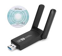 ASHATA Network Card Wireless USB Adapter,Dual Antenna USB 3.0 WiFi Wireless Adapter Network Card 1200Mbps with Disk,USB WIFI Adapter With Wireless Speed: Up to 300mb