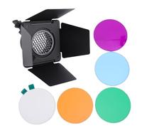 ASHATA Photography Lighting Barn Doors with Grid and 5 Color Gel Filters for Professional Light Control for Portrait Close-ups and Product Photography, Aluminum Alloy Material