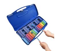 ASHATA Portable 25 Note Glockenspiel Xylophone with Case, Children's Musical Talent, Ideal for Teaching Instrument, for Kids over 3 Years, Aluminum Plate/Plastic Case (Blue)