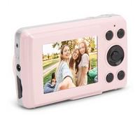 ASHATA Portable Camera, 2.4 in Multi -axis Stabilization ABS 16MP 16x Digital Zoom 1080p Compact Camera for Trip (Pink)