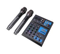 ASHATA Professional Mixer, 48V Power Sound Board with Wireless Microphone, USB Input for Karaoke Live Streaming Stage Performance