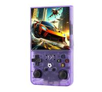 ASHATA R36MAX Retro Handheld Game Console, Handheld Game Console with 4 Inch Screen Built in 60+ Emulators, Open Source Portable Video Gaming Player, with Storage Bag (Clear Purple)