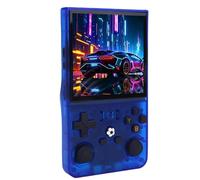 ASHATA R36MAX Retro Handheld Game Console, Linux System Translucent 4.0 Inch IPS Screen Retro Gaming Console 4000mAh Double Joysticks Portable Console 64GB 128GB Transparent Blue (64G)