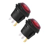 ASHATA Red LED Rocker Switch 20A 3Pin, Universal 12V 24V On Off Toggle Switch for Car Auto Boat Marine Dash, Panel with Water Proof Cap, Security Light for Off Road Truck