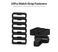 ASHATA Replacement Anti-slip Silicone Watch Strap Fasteners for Watch, 10Pcs 26mm Band Keepers Loop for Comfortable Wearing, Fit for Water and Sweat Resistant Sports Enthusiasts, Black (22mm)