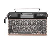 ASHATA Retro Typewriter Mechanical Gaming Keyboard, Wired & 2.4G Wireless 2 in 1 Bluetooth Keyboard, 83 Key Keypad with Blue Switches Punk Round Keycap RGB Backlight for PC Laptop