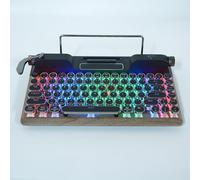 ASHATA Retro Typewriter Wireless Mechanical Gaming Keyboard, 84 Keys 5.0 Blue Switches Punk Round Keycap RGB Backlight Vintage Keyboards for PC Laptop Tablet