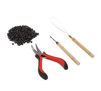 ASHATA Silicone Ring Pulling Pliers, Hair Extension Tool Kit with 4.5mm Loop for Salon Hairstyling, Hair Styling Pliers for Extensions Set (4# 200pcs Silicone Rings)