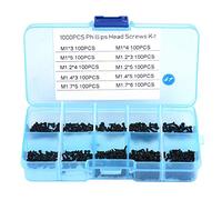 ASHATA Small Screws Assortment Kit, 1000Pcs 10 Kinds M1 M1.2 M1.4 M1.7 Phillips Head Self-Tapping Electronic Screws
