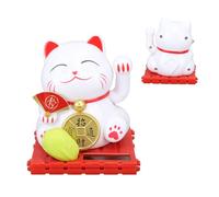 ASHATA Solar Lucky Cat Figurine, Maneki Neko Waving Arm Fortune Wealth Cat, Built-In Solar Panel, No Battery Needed for Home Office Car Dashboard Decor (Amass Fortunes)