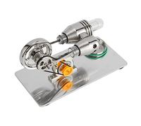 ASHATA Stirling Engine Motor Model Educational Toy, Low Noise Simple Operation Physical Science Experiment, Anti-Slip Base with Glass Tube & Alcohol Lamp, 3.0-5.0V Output, Zinc Alloy