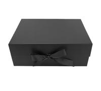 ASHATA Sturdy Black Gift Box with Secure Magnet Closure Foldable Design Classical Black Color Thickened Paper Ideal for Proposal Gifts, 20 Oz