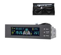 ASHATA STW5023 5.25 Inch Computer Temperature Monitor External Expansion Display, 3 Fans Speed PC CPU HDD SYS Temperature Control LCD Front Panel, CPU Temperature Display Drive Bay