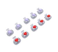 ASHATA Toothbrush Head Covers, 10pcs Plastic Clamp On Toothbrush Head Caps, Red Violet Heart Pattern for Travel, Portable Protectors